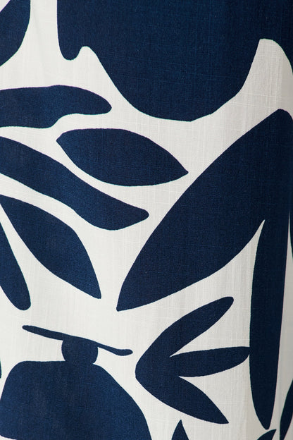 Nyla Pant in Navy and White Print