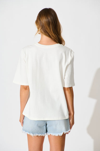In the Groove T Shirt In White With Lemon Print Cotton