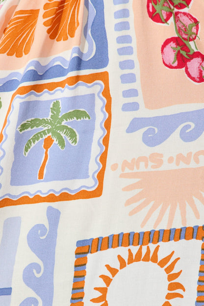 Tenaya Dress in White with Multi Print