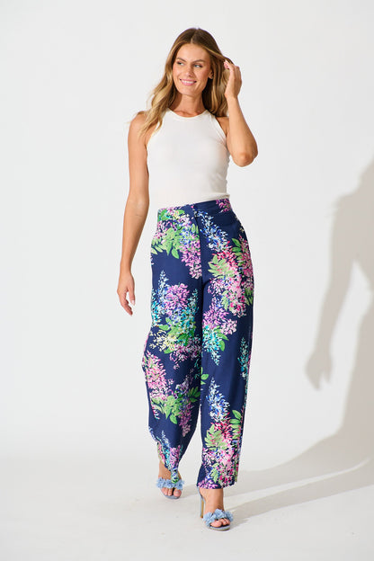Aldridge Pant Navy Wisteria Print