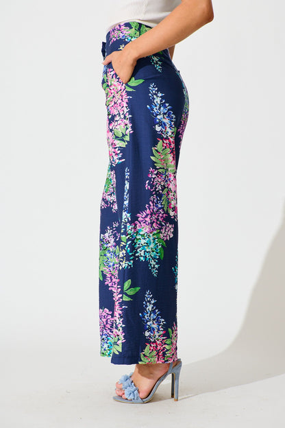 Aldridge Pant Navy Wisteria Print