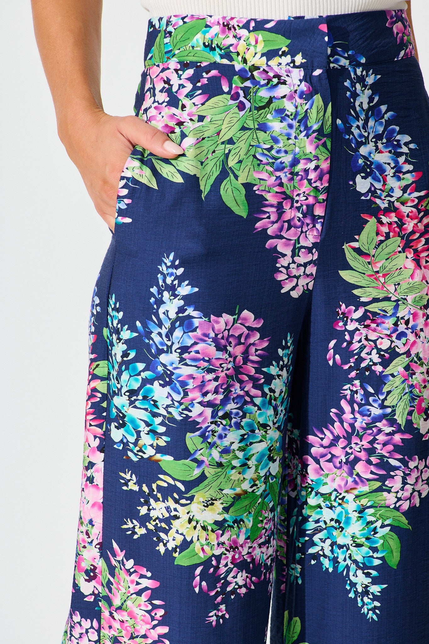 Aldridge Pant Navy Wisteria Print