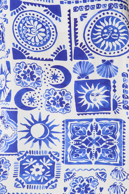 Eluna Cami Top in Blue Tile Print