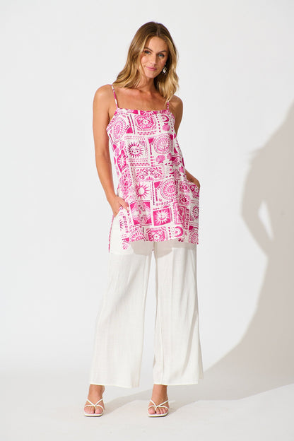 Eluna Cami Top in Pink Tile Print
