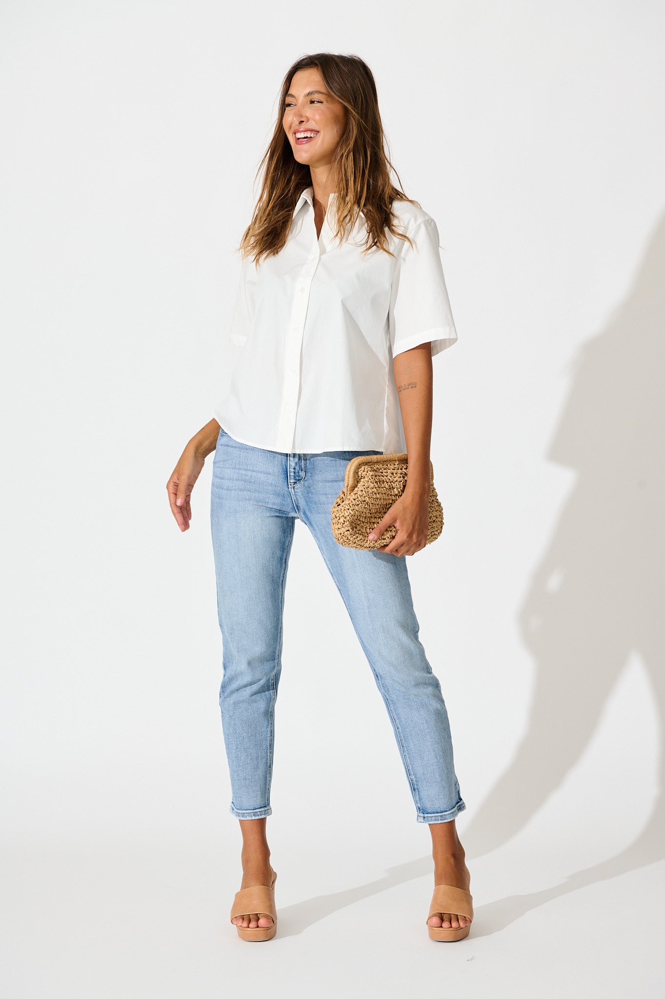 Carrie Shirt in White Cotton