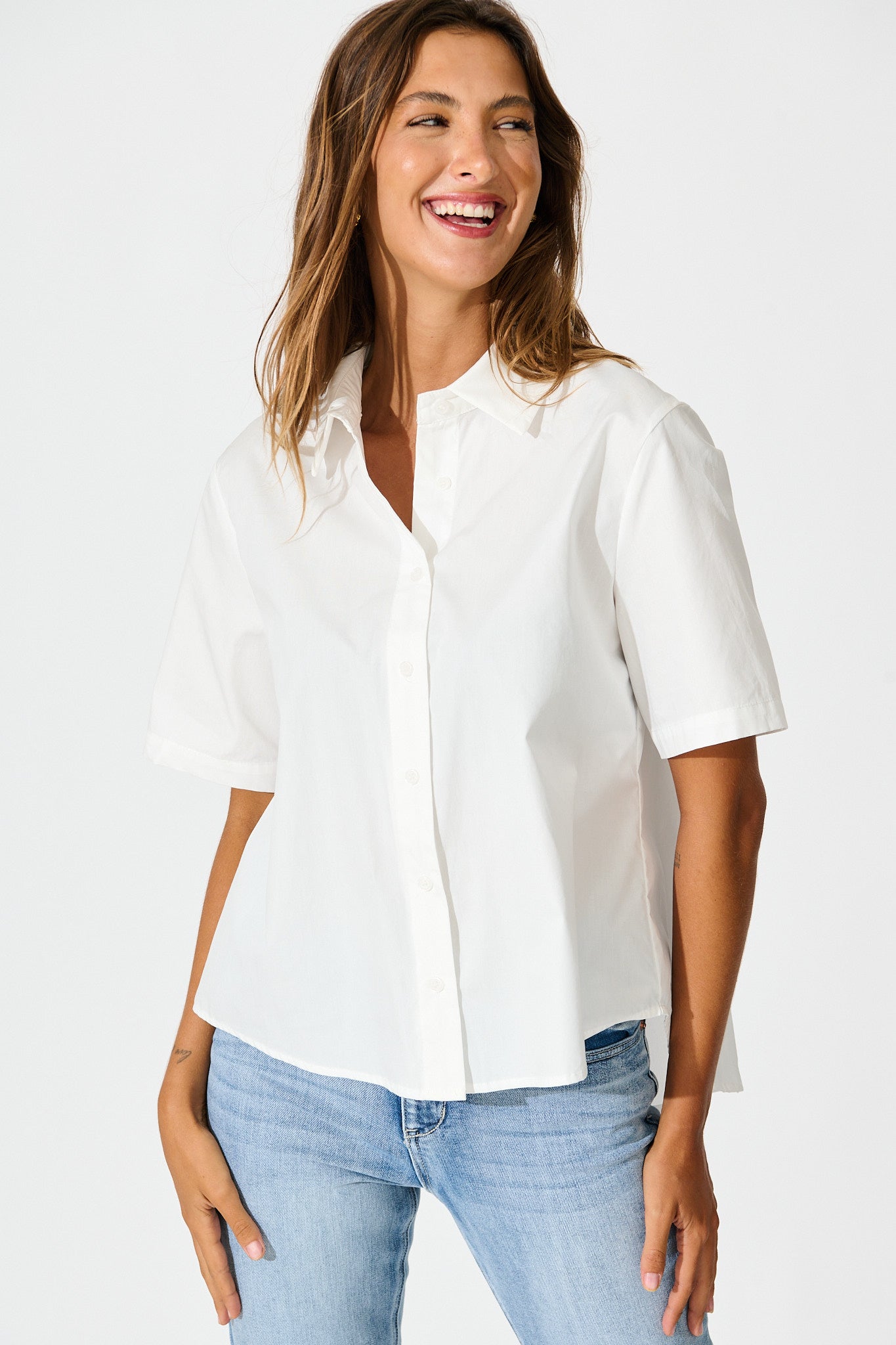 Carrie Shirt in White Cotton