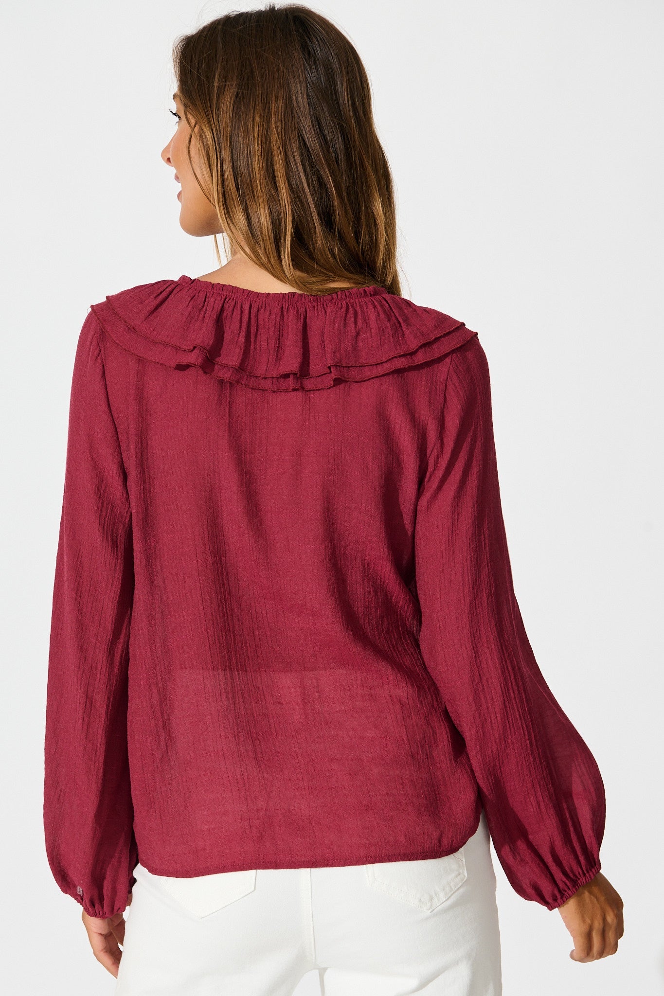 Ariella Top in Wine Cotton Blend