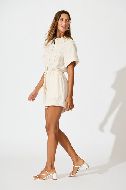 Bonito Playsuit in Oatmeal Linen Blend