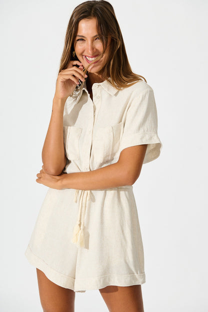 Bonito Playsuit in Oatmeal Linen Blend