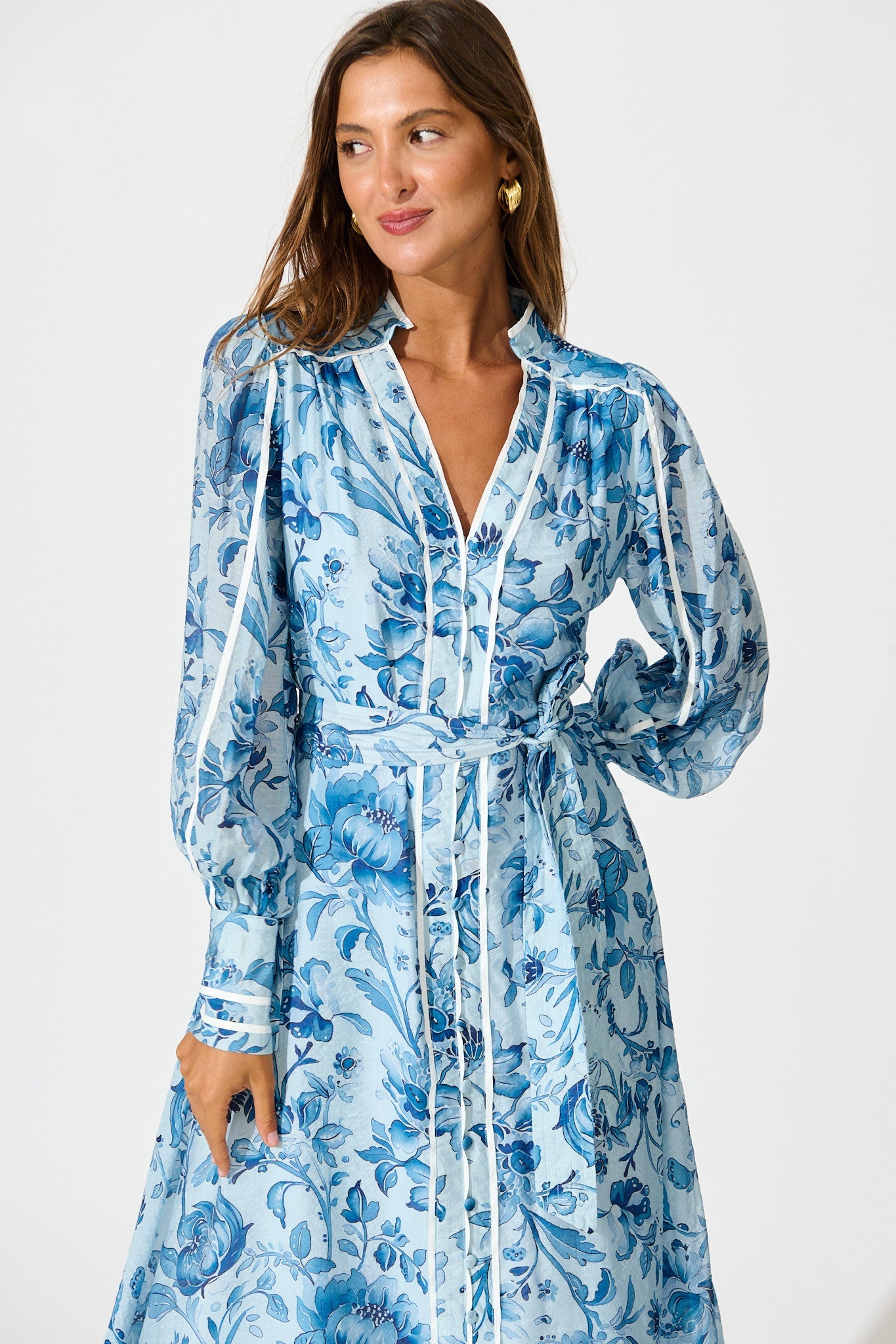 Darlington Midi Dress in Blue Floral
