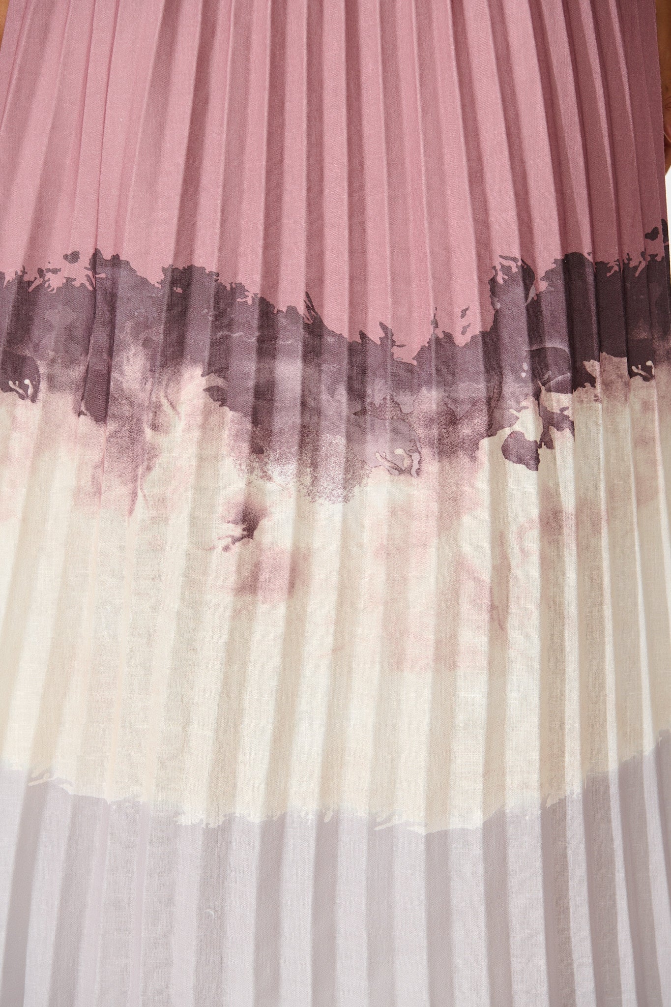 Arizona Maxi Pleat Skirt in Multi Neutral Ombre Linen Blend