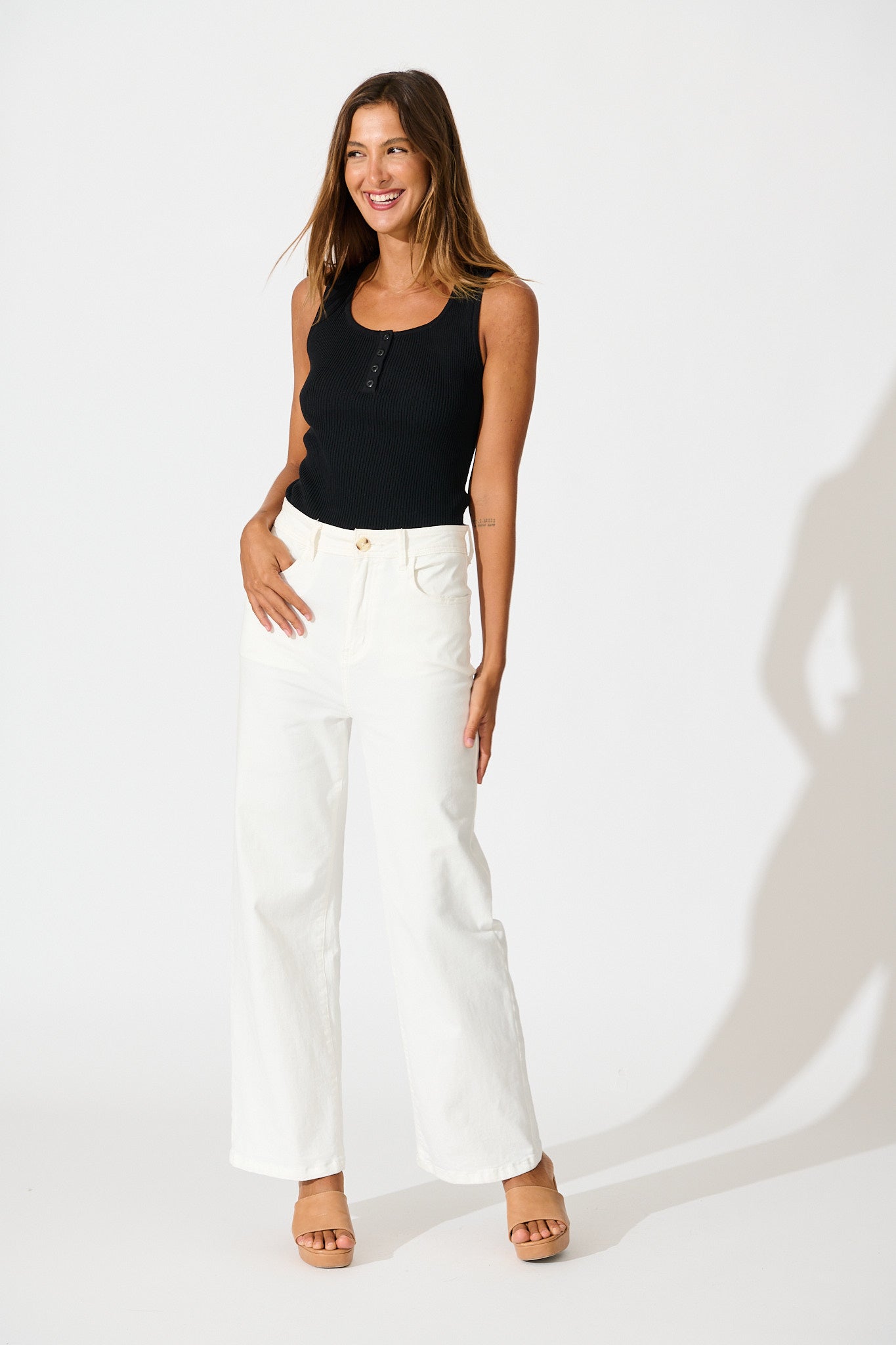 Radiant Tank Top in Black Cotton Blend