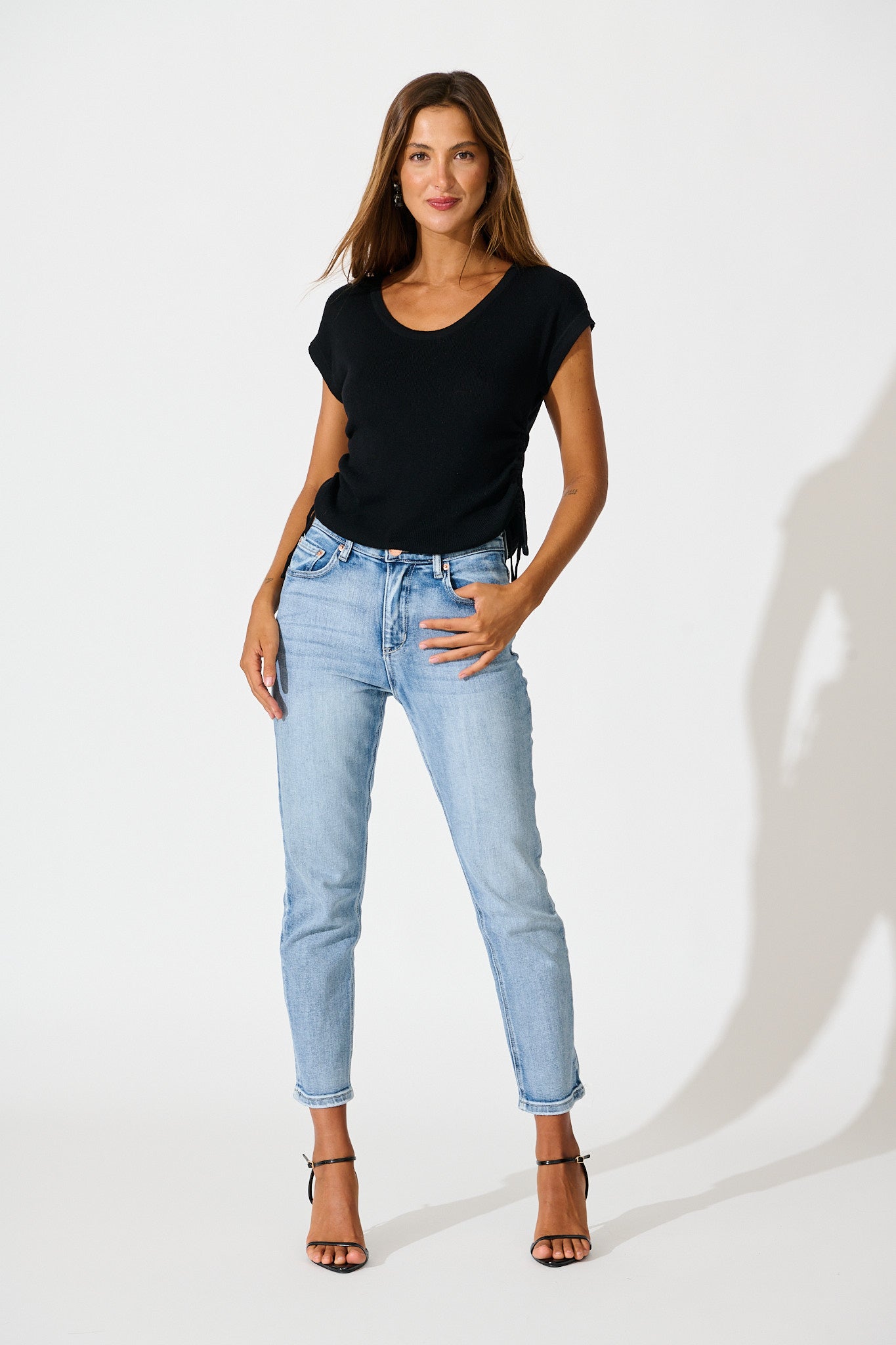 Opal Knit Top in Black Cotton Blend
