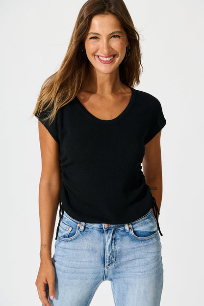 Opal Knit Top in Black Cotton Blend