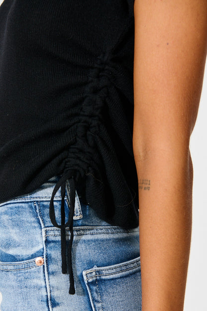 Opal Knit Top in Black Cotton Blend