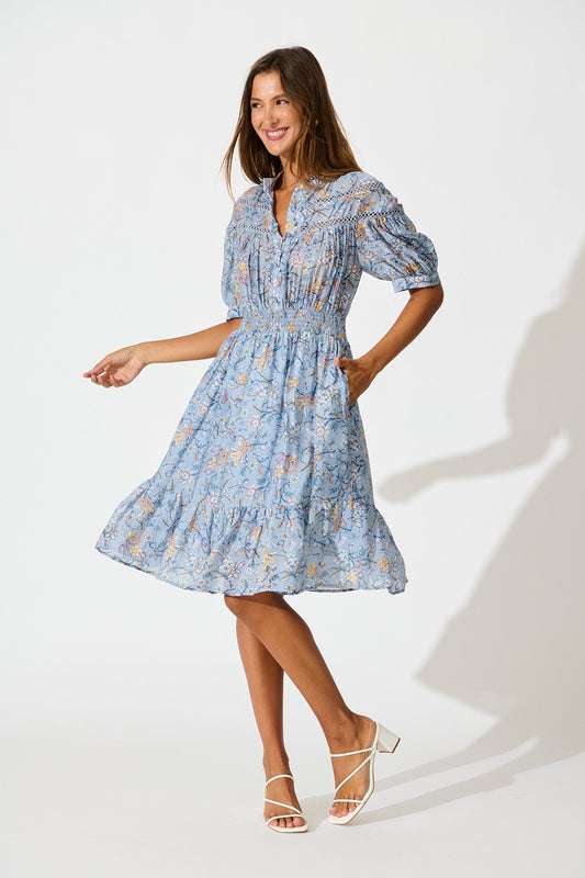 Addison Dress in Blue Multi