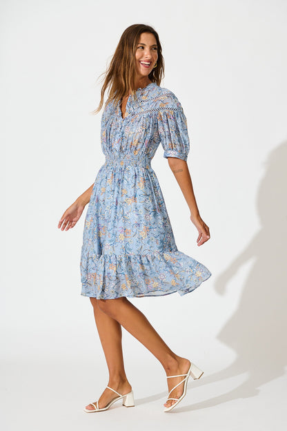Addison Dress in Blue Multi