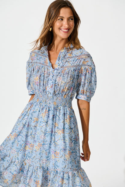 Addison Dress in Blue Multi