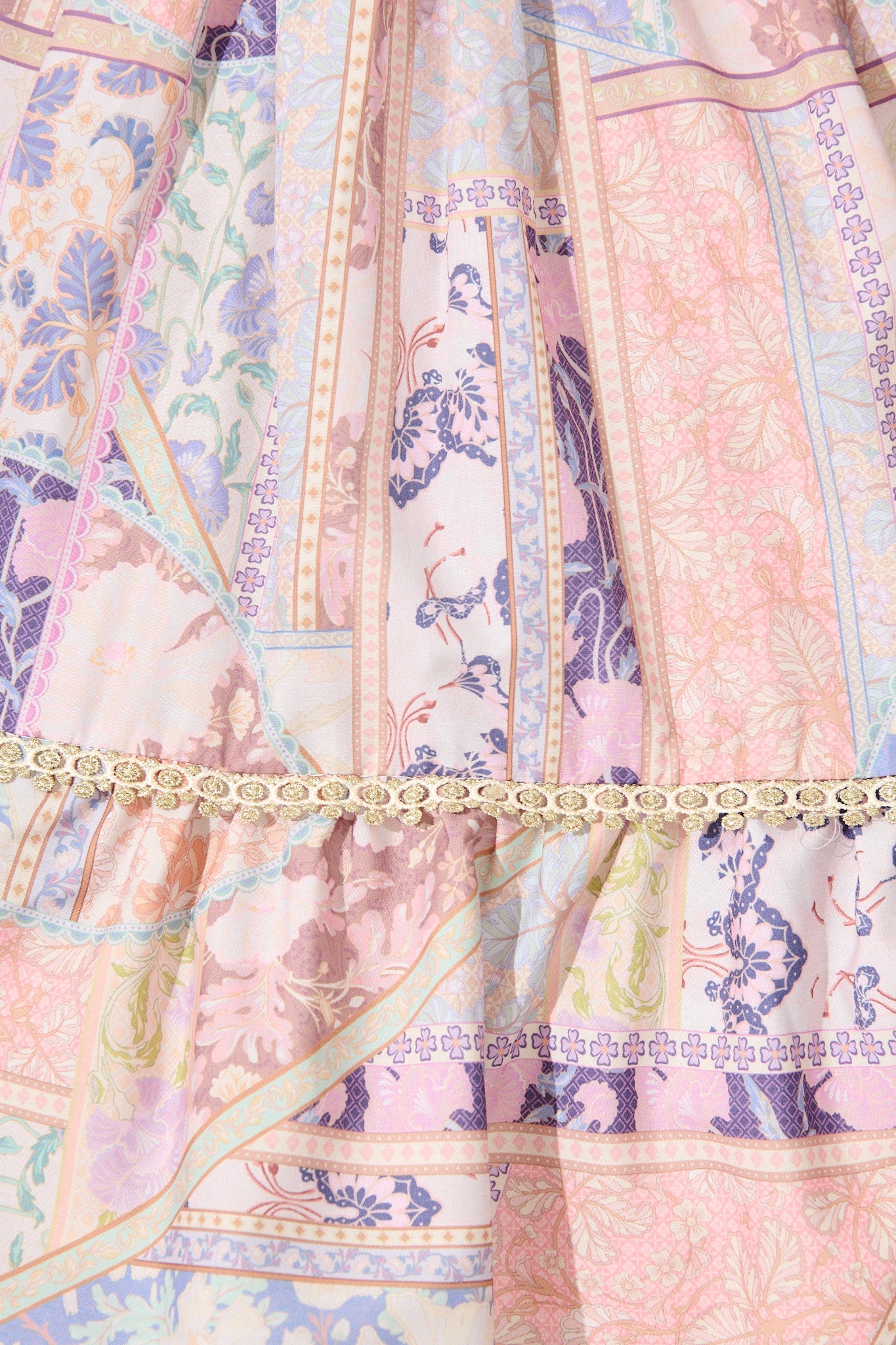 Samira Dress in Blush Multi Patchwork with Lace Trim