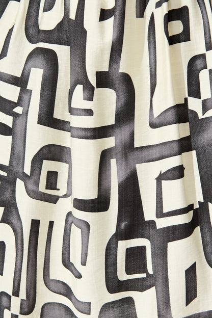 Manhattan Nights Dress in Black and White Geometric Print