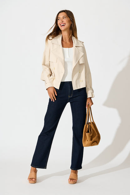Savannah Trench Jacket in Sand Cotton