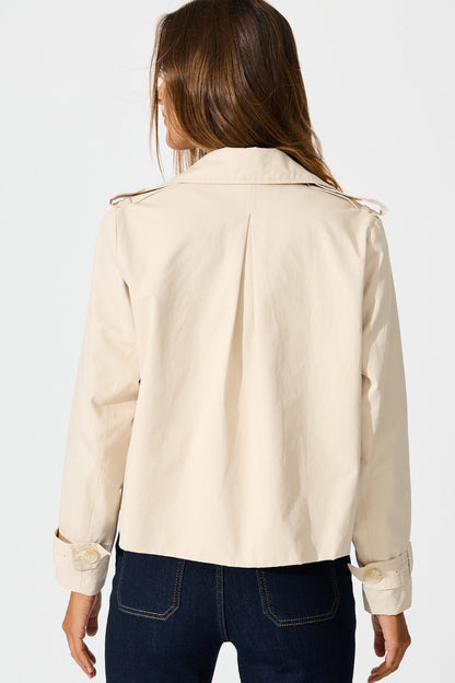 Savannah Trench Jacket in Sand Cotton