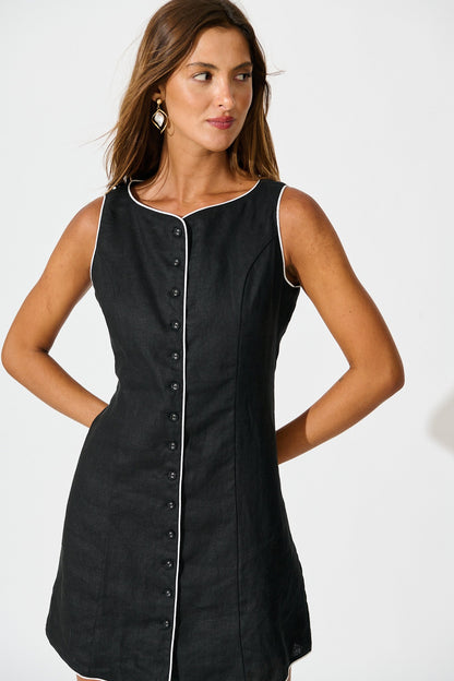 Allure Dress in Black Linen