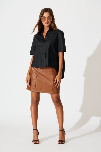 Carrie Shirt in Black Cotton