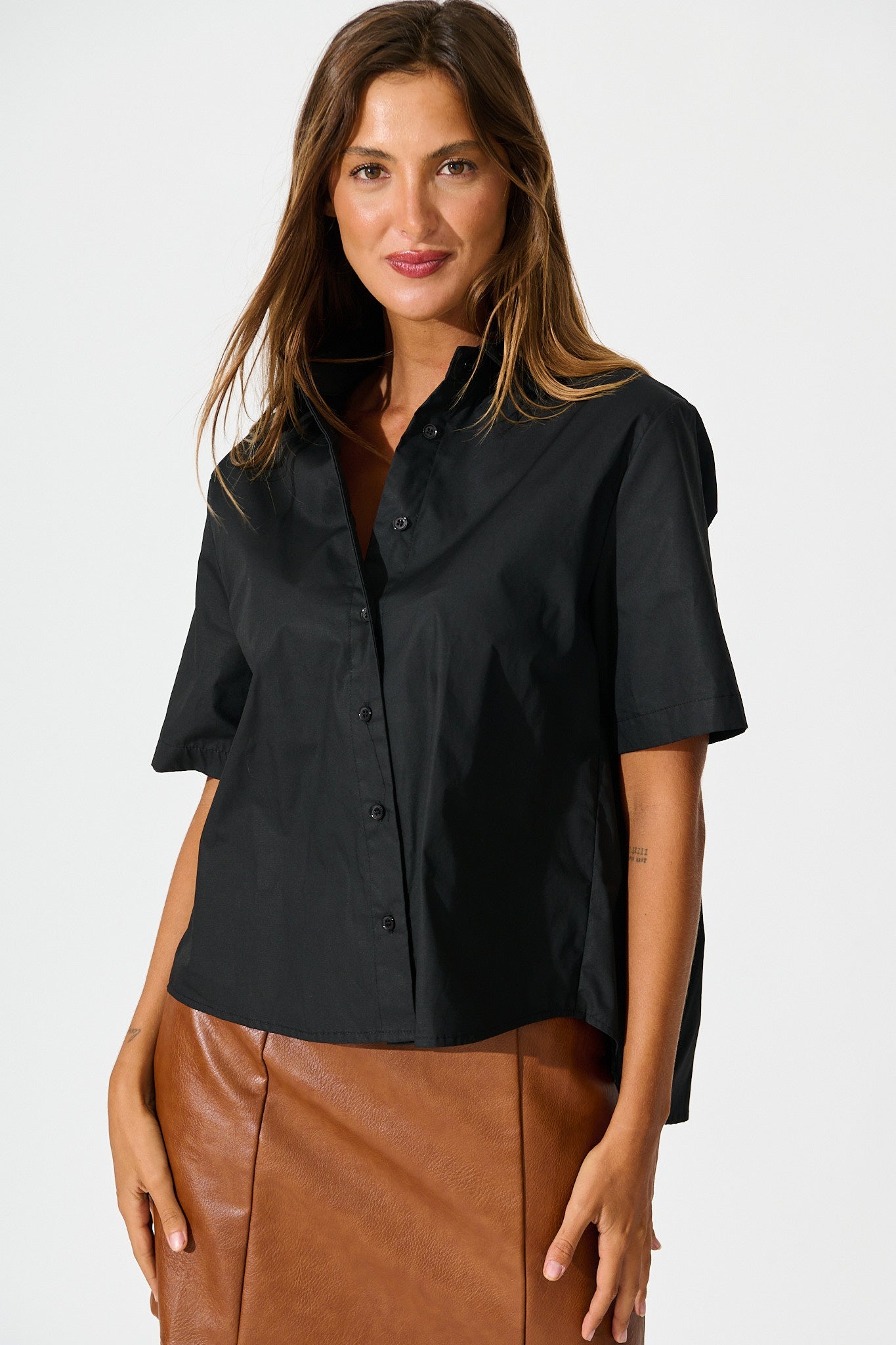 Carrie Shirt in Black Cotton