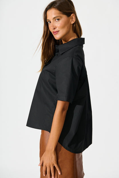Carrie Shirt in Black Cotton