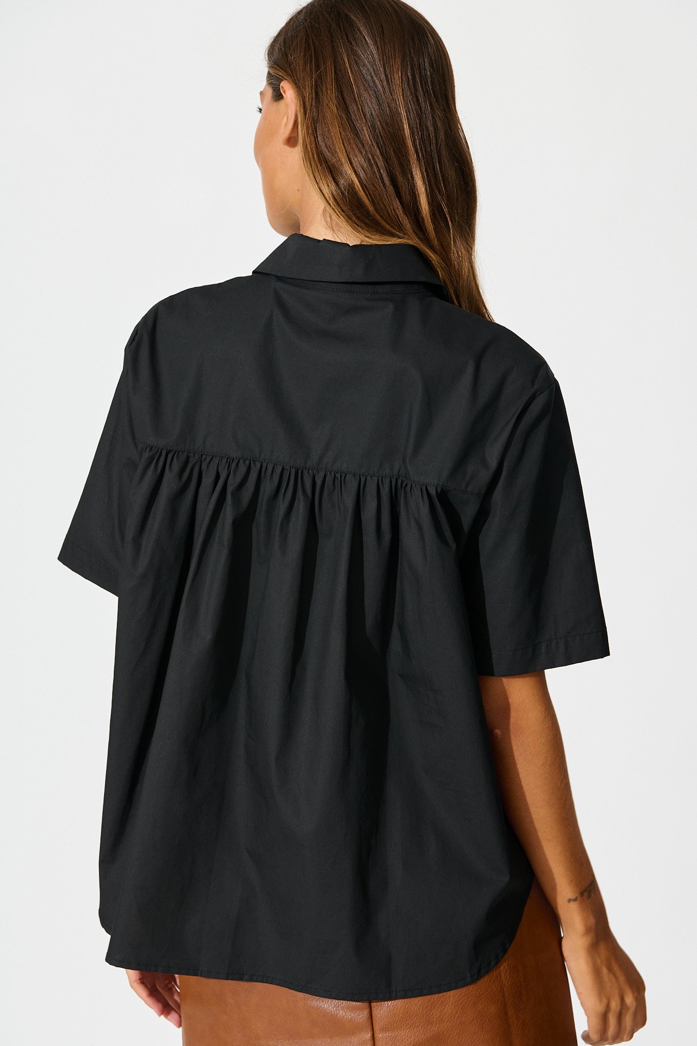 Carrie Shirt in Black Cotton