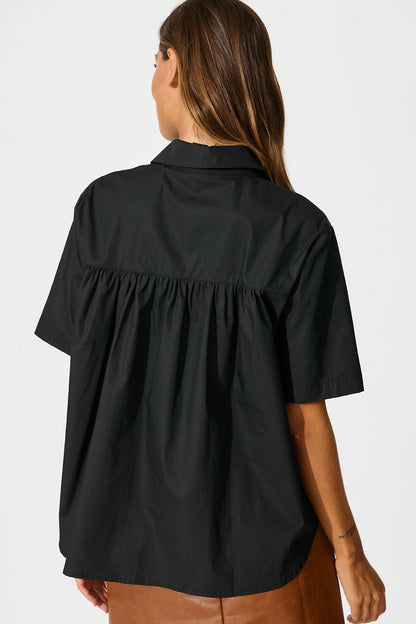 Carrie Shirt in Black Cotton