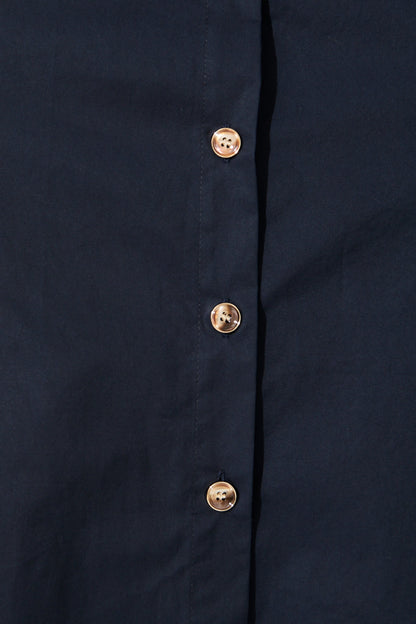 Adrienne Midi Shirt Dress in Navy Cotton