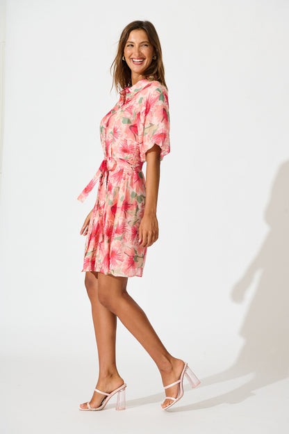 Jayla Shirt Dress in Tangerine Floral