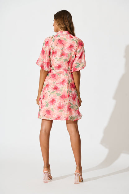 Jayla Shirt Dress in Tangerine Floral