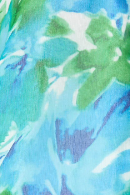 Brielle Top in Blue and Multi Print Chiffon