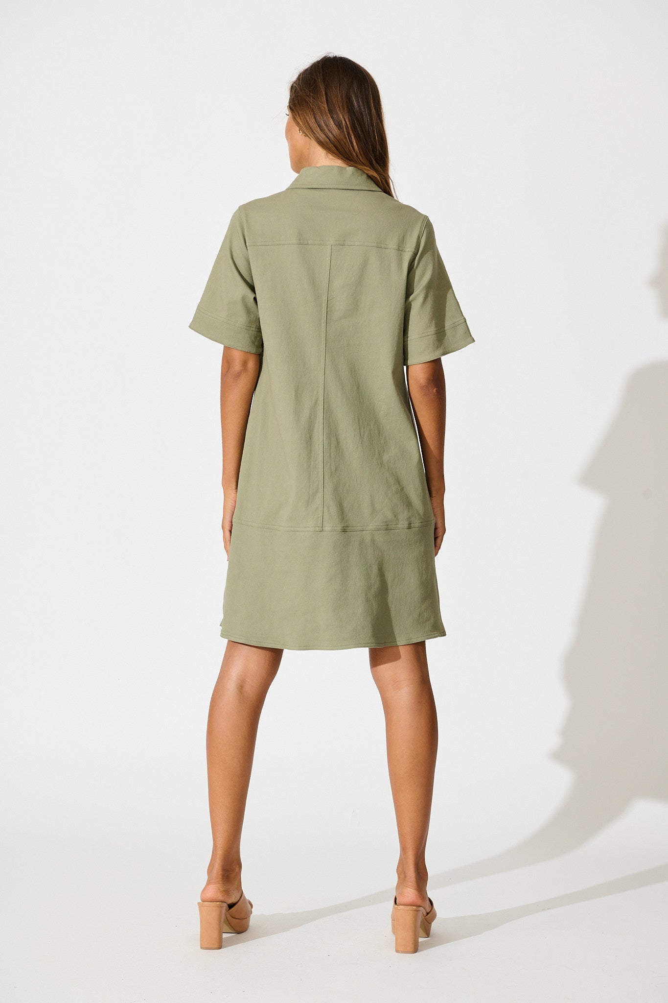 Arabella Dress in Khaki Cotton