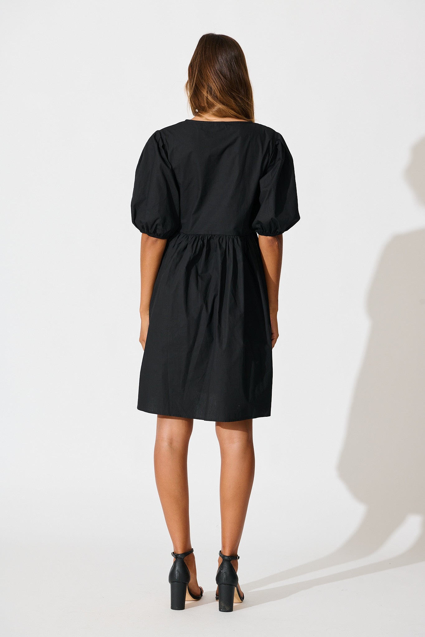 Sofia Tie Front Dress in Black Cotton
