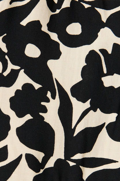 Rumours Midi Shirt Dress in Black with Cream Floral