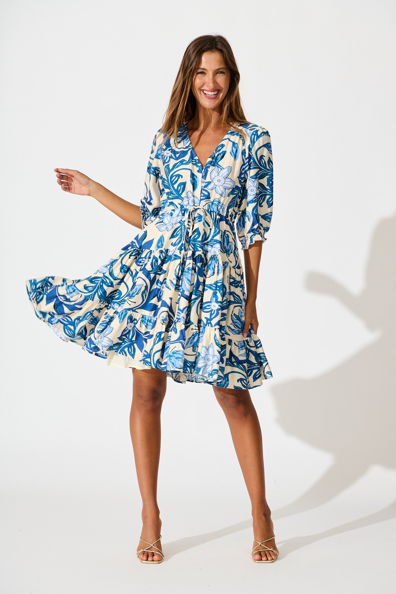 Medley Dress in Blue Floral Print