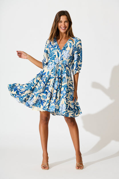 Medley Dress in Blue Floral Print