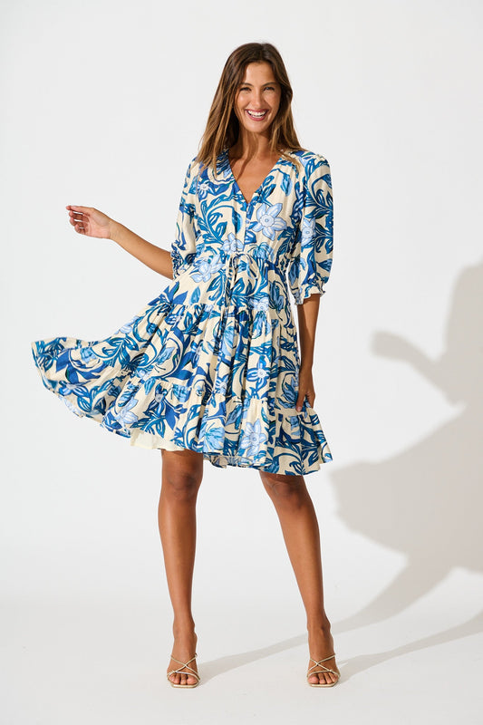 Medley Dress in Blue Floral Print