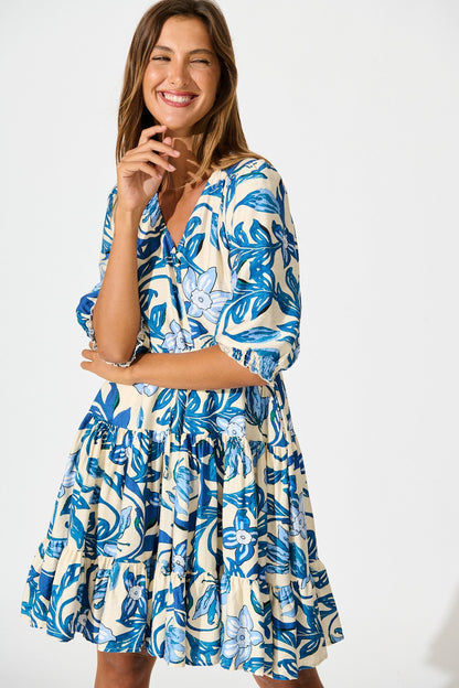 Medley Dress in Blue Floral Print