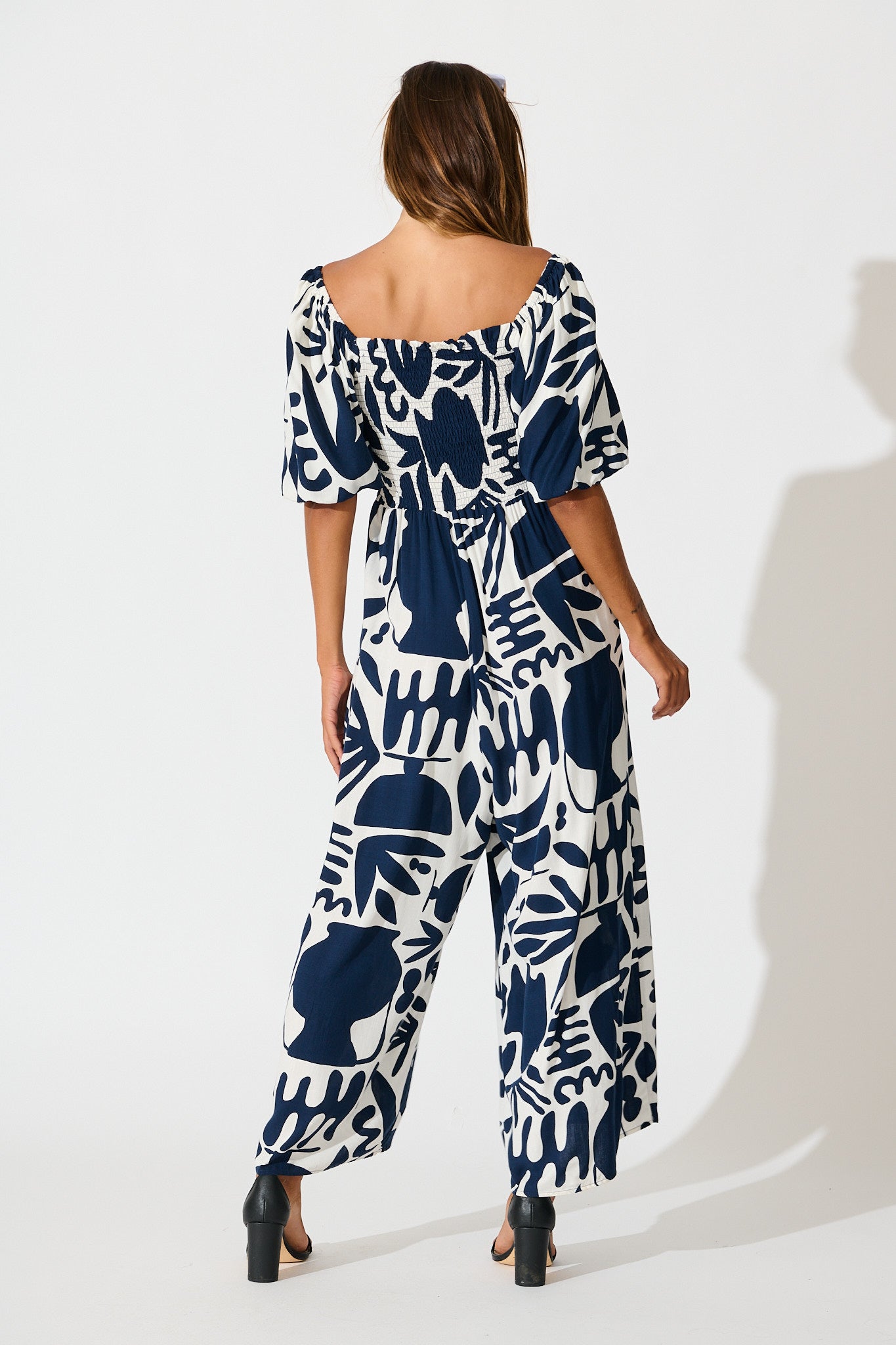 Limelight Jumpsuit in Navy with White Print