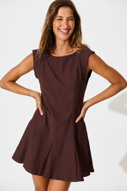 Remy Dress in Chocolate Linen Blend