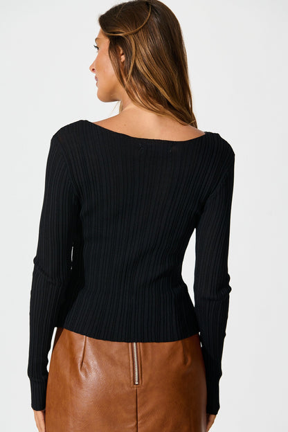 Mariella Knit Cardigan in Black