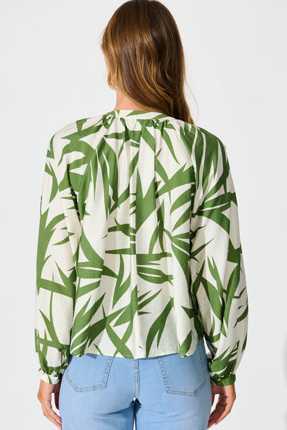 Kelsie Top in Green Leaf Print