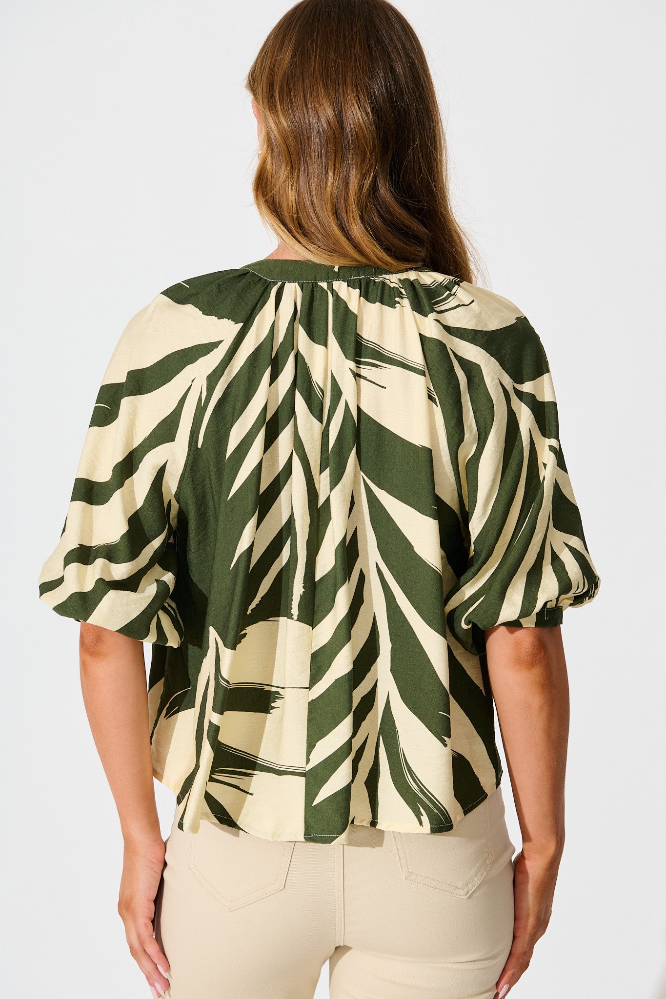Lost Promises Top in Green Leaf Print