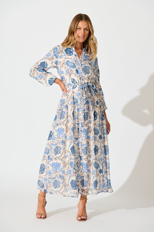 Rumours Maxi Dress in Blue Multi Floral