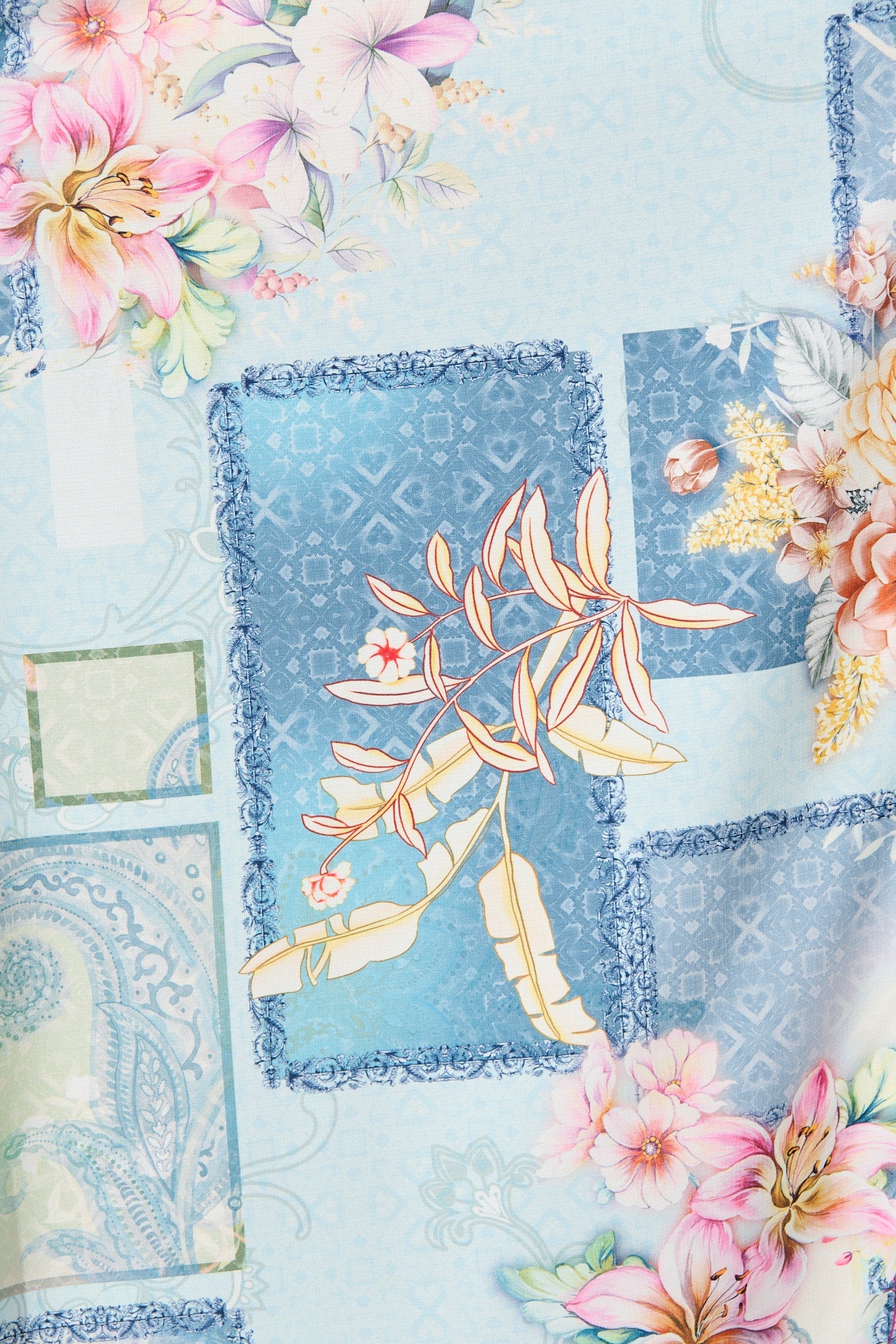 Moonlight Maxi Shirt Dress in Blue Patchwork Floral